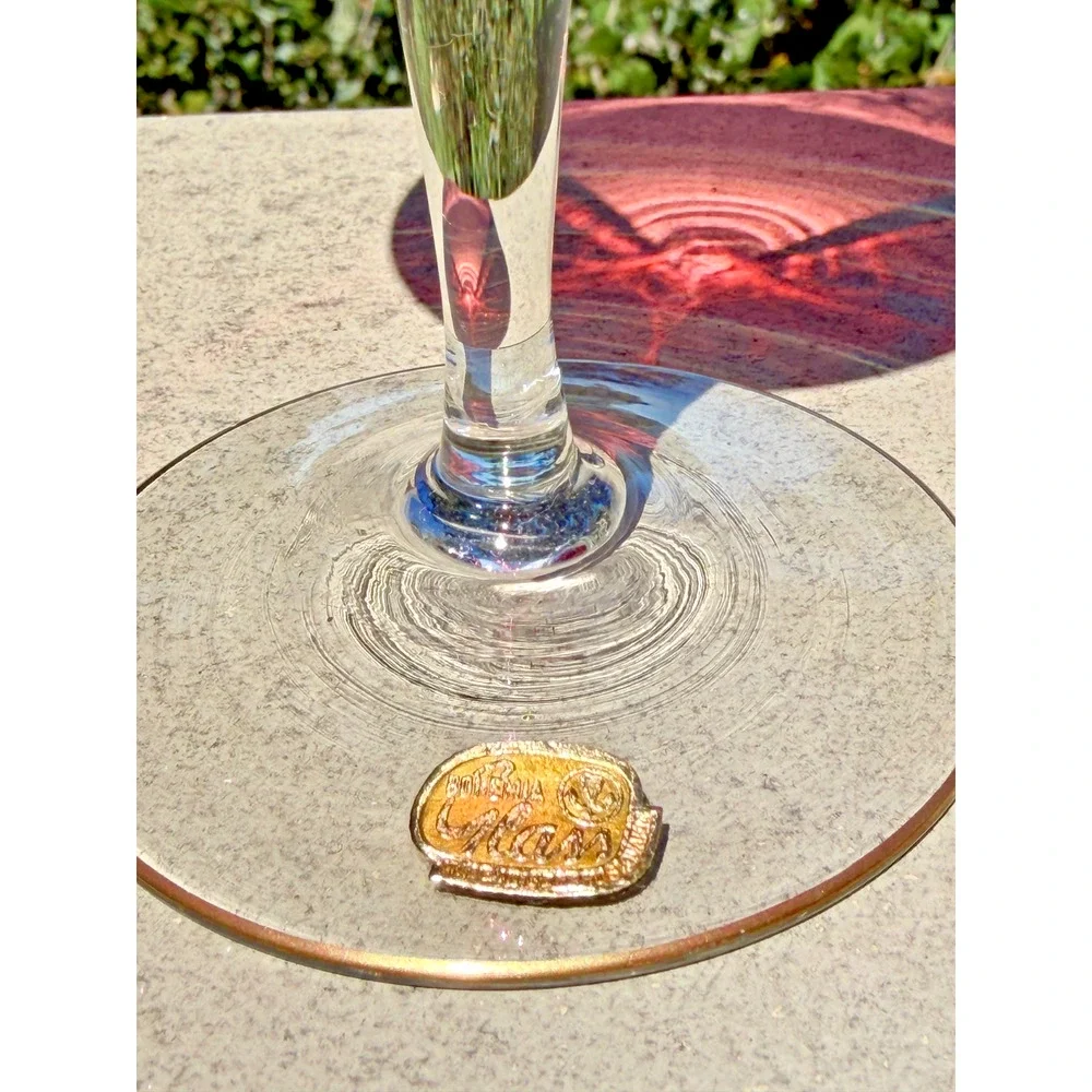 Antique Bohemian Cordial Glass Cranberry Etched Gold Gilt Czech Stemware 7.5